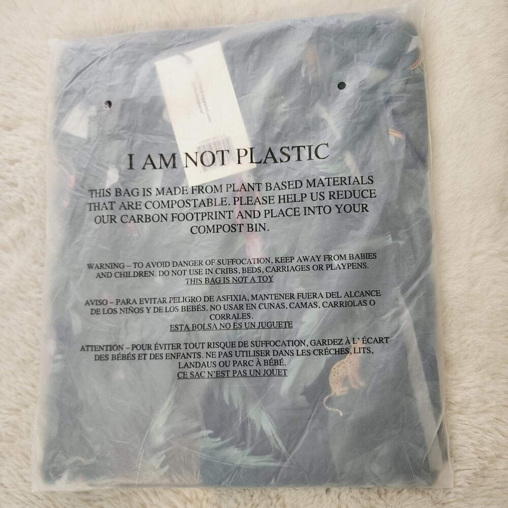 Plush Apparel Revolve Satin Pajama Set NWT Emerald Green Tropical Jungle Pants S - Picture 9 of 12